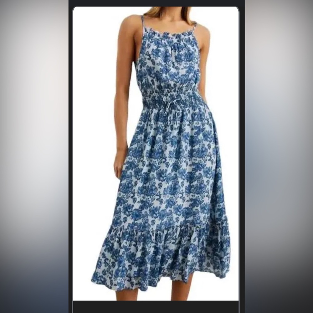 Floral Blue Midi Dress